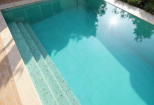 Blue pool with steps