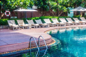 Luxury pool with lounge chairs